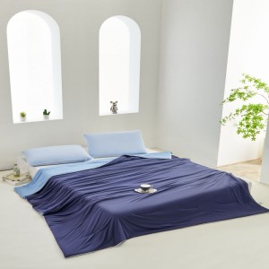 100% Nylon Cool Felling Summer Quilt Bed Cover High Class Air-condition Quilt Blue Polyester Plain Color Bedding Set