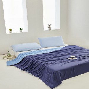 100% Nylon Cool Felling Summer Quilt Bed Cover High Class Air-condition Quilt Blue Polyester Plain Color Bedding Set