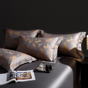 Jacquard duvet cover fitted flat sheets 2m/2.2m double bedsheet gold cotton pillowslip queen king size bedding set