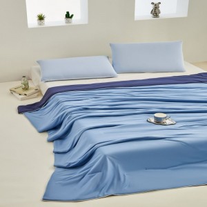 100% Nylon Cool Felling Summer Quilt Bed Cover High Class Air-condition Quilt Blue Polyester Plain Color Bedding Set
