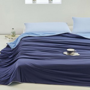 100% Nylon Cool Felling Summer Quilt Bed Cover High Class Air-condition Quilt Blue Polyester Plain Color Bedding Set