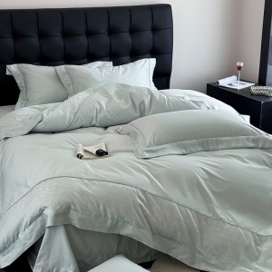 Solid color comforter duvet cover with 2 purple pillow shams double coverlets flat sheet 4PCS 100s cotton textile bedding set wholesaler