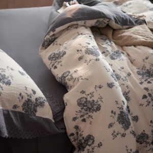 4-pieces textile ODM coverlets printing bedsheets pastoral style bed linen cotton bedding set wholesaler