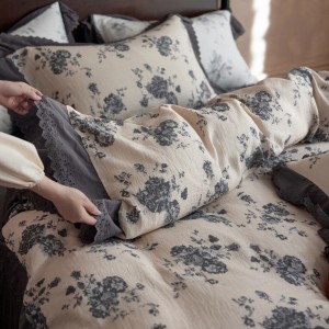 4-pieces textile ODM coverlets printing bedsheets pastoral style bed linen cotton bedding set wholesaler