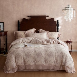 4-pieces textile ODM coverlets printing bedsheets pastoral style bed linen cotton bedding set wholesaler