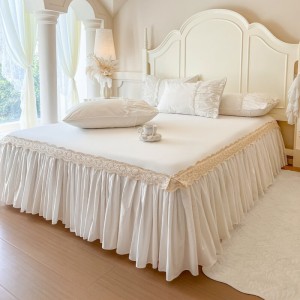 Wholesale high-quality white cotton duvet cover lace bed sheet 4piece home textile bedding set supplier