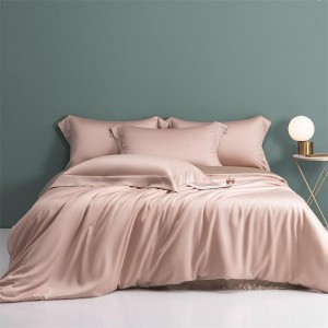 High End Pink Duvet Cover Lyocell king Size Solid Color Bed Sheet Luxury 4-piece Home Textile Bedding Set Supplier