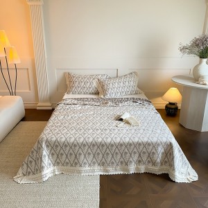 Premium cotton pillow case queen king size fitted sheets bed linen hotel home textile bedspread set wholesaler