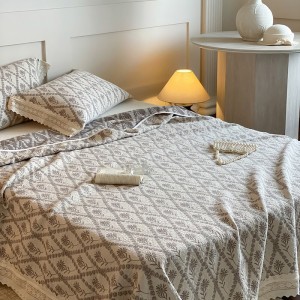 Premium cotton pillow case queen king size fitted sheets bed linen hotel home textile bedspread set wholesaler