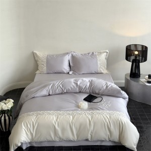 100% 60s Lyocell Bed Quilt Cover Soft Embroidery Comforter Bedsheet Bedding Sets