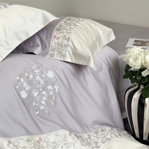 100% 60s Lyocell Bed Quilt Cover Soft Embroidery Comforter Bedsheet Bedding Sets