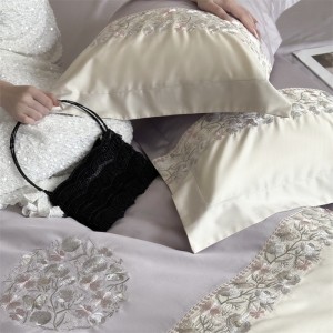 100% 60s Lyocell Bed Quilt Cover Soft Embroidery Comforter Bedsheet Bedding Sets