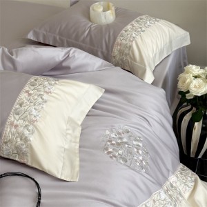 100% 60s Lyocell Bed Quilt Cover Soft Embroidery Comforter Bedsheet Bedding Sets