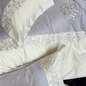 100% 60s Lyocell Bed Quilt Cover Soft Embroidery Comforter Bedsheet Bedding Sets