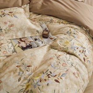 Hot Sale Printing Customized Quilt Cover Pillowcase Set 4 Pieces Sanding Duvet Cover Bedding Set for Hotel Home