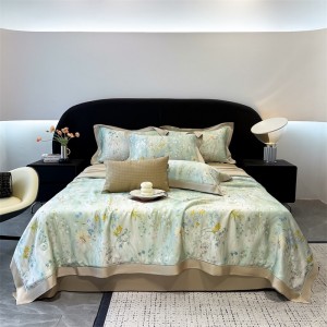Wholesale green lyocell fiber cool summer bedroom bedding hot selling home hotel textile printing quilts for children