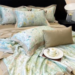 Wholesale green lyocell fiber cool summer bedroom bedding hot selling home hotel textile printing quilts for children