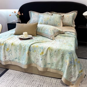 Wholesale green lyocell fiber cool summer bedroom bedding hot selling home hotel textile printing quilts for children