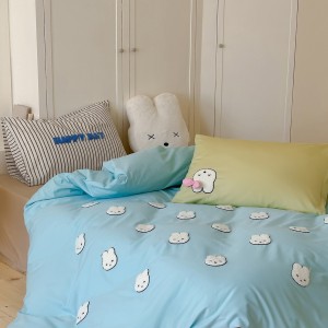 Cartoon 4pcs washed cotton home textiles blue duvet cover cartoon bedding set supplier