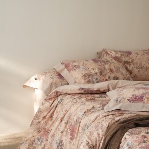 High quality plant digital printing pink patchwork duvet cover 4pcs bedding set supplier