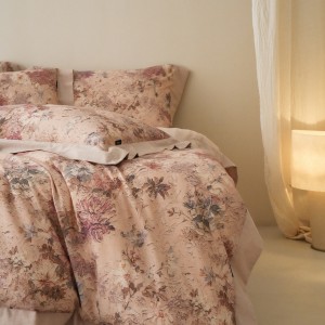 High quality plant digital printing pink patchwork duvet cover 4pcs bedding set supplier