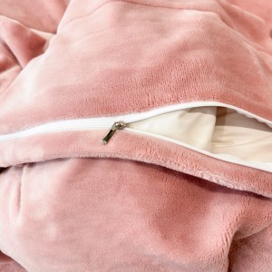 winter warm pink 4pcs home hotel textiles solid color duvet cover embroiled bedding set