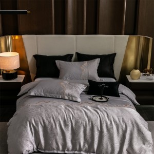 Polyester cotton jacquard 4pcs home textiles grey duvet cover bedding set supplier