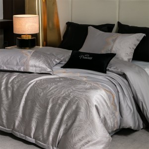 Polyester cotton jacquard 4pcs home textiles grey duvet cover bedding set supplier
