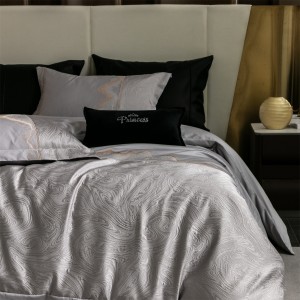 Polyester cotton jacquard 4pcs home textiles grey duvet cover bedding set supplier