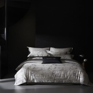 High quality jacquard 4pcs home textiles lyocell cotton grey bedding set supplier