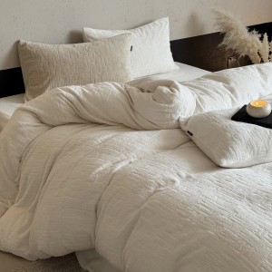Solid color 4pcs home textiles grey milk velvet carving craft bedding set supplier