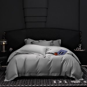 Solid color 4pcs home textiles grey duvet cover bedding set supplier