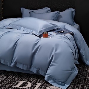 Solid color 4pcs home textiles grey duvet cover bedding set supplier