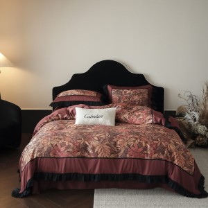 High quality red lyocell cotton digital printing 4pcs home textiles bedding set supplier