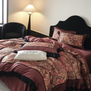 High quality red lyocell cotton digital printing 4pcs home textiles bedding set supplier