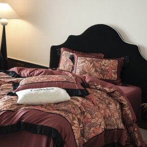 High quality red lyocell cotton digital printing 4pcs home textiles bedding set supplier
