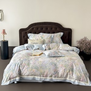 All season lyocell cotton digital printing home textiles blue duvet cover bedding set supplier