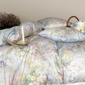 All season lyocell cotton digital printing home textiles blue duvet cover bedding set supplier