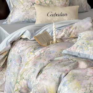 All season lyocell cotton digital printing home textiles blue duvet cover bedding set supplier