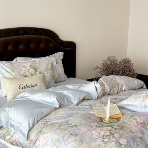 All season lyocell cotton digital printing home textiles blue duvet cover bedding set supplier