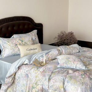 All season lyocell cotton digital printing home textiles blue duvet cover bedding set supplier