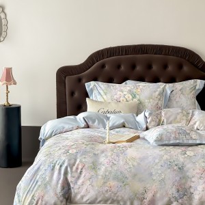 All season lyocell cotton digital printing home textiles blue duvet cover bedding set supplier