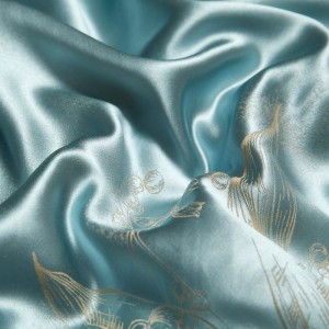 100% Mulberry Silk And Cotton Gold Jacquard Duvet Quilt Comforter Cover ODM/OEM Blue Bedding Set