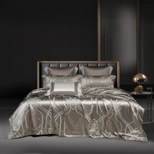High Count Cotton And Mulberry Silk Duvet Quilt Comforter Cover Silver Bed Sheet Jacquard Bedding Set