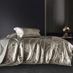 High Count Cotton And Mulberry Silk Duvet Quilt Comforter Cover Silver Bed Sheet Jacquard Bedding Set