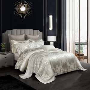 Luxury Red Mulberry Silk Home Textile Premium Yarn-Dyed Jacquard Duvet Quilt Comforter Cover ODM/OEM Coverlets Pillowcases Pillow Shams Bedding Set Supplier