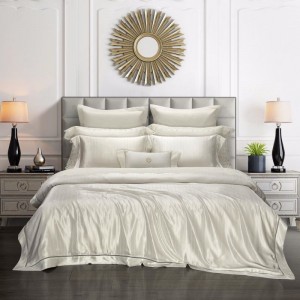 Luxury 4 Pieces Mulberry Silk Home Textile Jacquard Duvet Quilt Comforter Cover Pillowcases High Quality Bed Linen Fitted Sheet Bedding Set Supplier