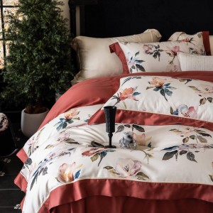 Lyocell Cotton Digital Printing Quilt Cover King Coverlets Red 2m Bed Sheets Patchwork Fitted Sheet Premium Bedding Set in Stock