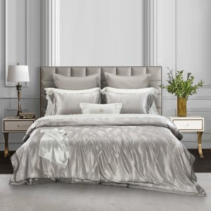 Top Luxury Silver 100% Mulberry Silk & Lyocell Jacquard Duvet Quilt Comforter Custom Bed Linen Sabanas Double Coverlets Bed Sheet Home Textile Bedding Set