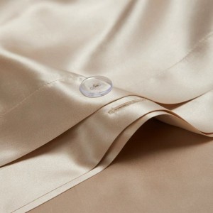 Golden Yarn-Dyed Jacquard Mulberry Silk Top Luxury Duvet Comforter Quilt Cover Bed Linen Fitted Sheets Premium Pillowcases Skin-Friendly Bedding Set